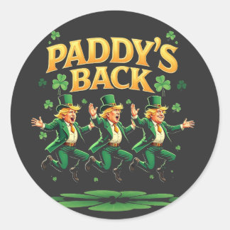 Paddy's Back Funny Trump St Patrick Day Leopard Runder Aufkleber