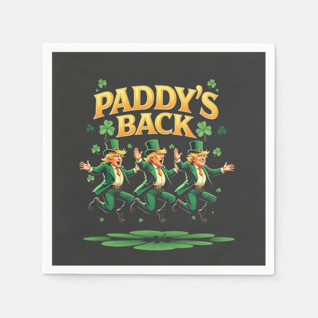 Paddy's Back Funny Trump St Patrick Day Leopard Serviette (Vorderseite)