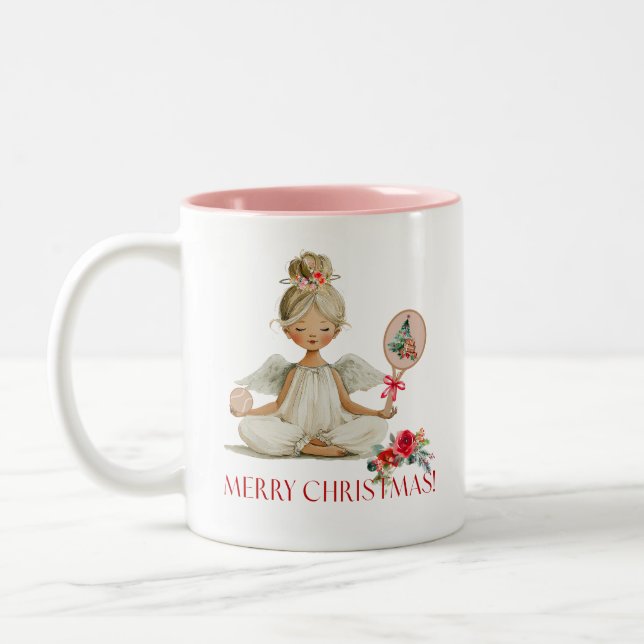Padel Christmas Mug – A Holiday Padel Angel Zweifarbige Tasse (Links)