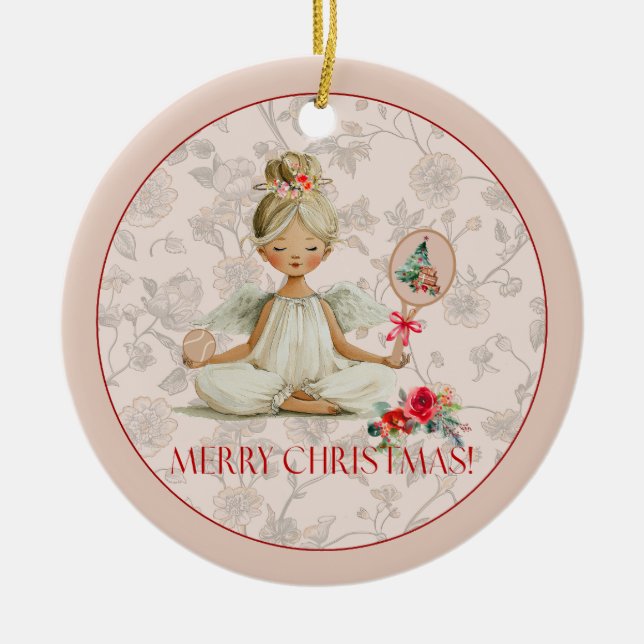 Padel Christmas Ornament – Dainty Padel Angel (Vorne)