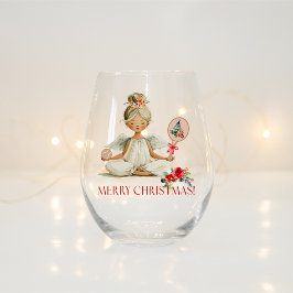 Padel Christmas Wine Glass – A Holiday Padel Angel Weinglas Ohne Stiel