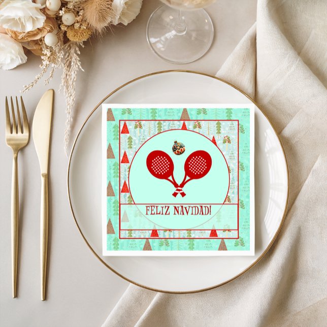Padel Cocktail Napkin – A Padel Retro Christmas Serviette (Bright, Unique & Charming Padel-inspired party collections to enhance your Christmas celebrations!)