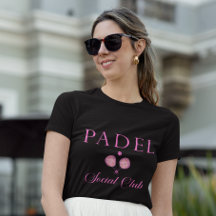 Padel Damen T-Shirt-Social Club Schwarz & Pink
