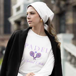 Padel Damen T-Shirt-Social Club Weiß Lila Tri-Blend Shirt