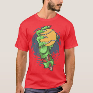Padel Halloween Zombie Hand hält ein Paddel Tenni T-Shirt