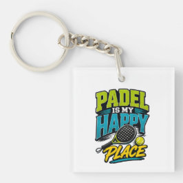 Padel ist mein glücklicher Ort Retro-Sportarten Schlüsselanhänger