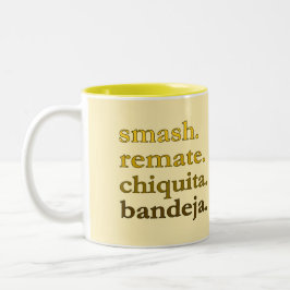 Padel-Kaffeetasse - Persönliche Wort-Vibes Gelb Zweifarbige Tasse