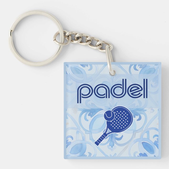 Padel Key Chain – Spanish Tile Vibes in Blue Schlüsselanhänger (Vorderseite)