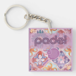 Padel Key Chain – Spanish Tile Vibes in Purple Schlüsselanhänger