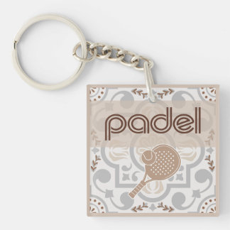 Padel Key Chain – Spanish Tile Vibes Taupe Brown Schlüsselanhänger