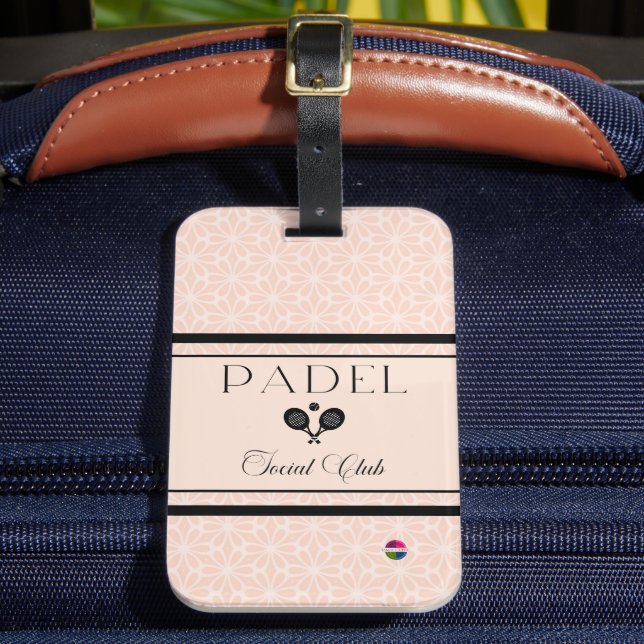  Padel Luggage Tag - Social Club Beige & Black  Gepäckanhänger (Vorderseite Insitu 2)