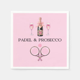 PADEL NAPKIN: PADEL & PROSECCO CLASSIC PINK-BLACK SERVIETTE