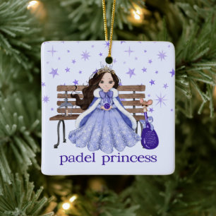 PADEL-ORNAMENT – ENTZÜCKENDE PADEL-PRINZESSIN IN B KERAMIKORNAMENT