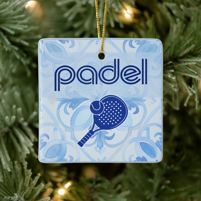Padel Ornament – Spanish Tile Vibes in Blue (Baum)