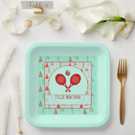 Padel Paper Plate – Padel Retro Christmas Pappteller