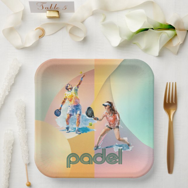 Padel-Papierteller – Der lebendige Padel-Stil Pappteller (Hochzeit)