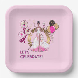 PADEL PLATE: CELEBRATION PADEL DIVA BRIGHT PINK PAPPTELLER