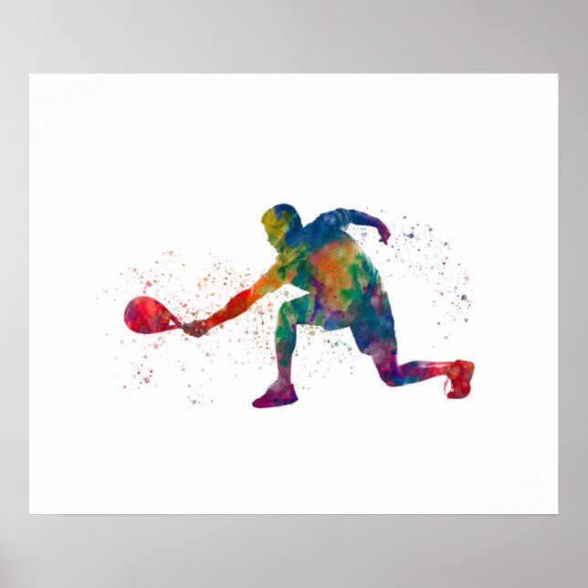 Padel-Player in Aquarellfarbe Poster (Vorne)