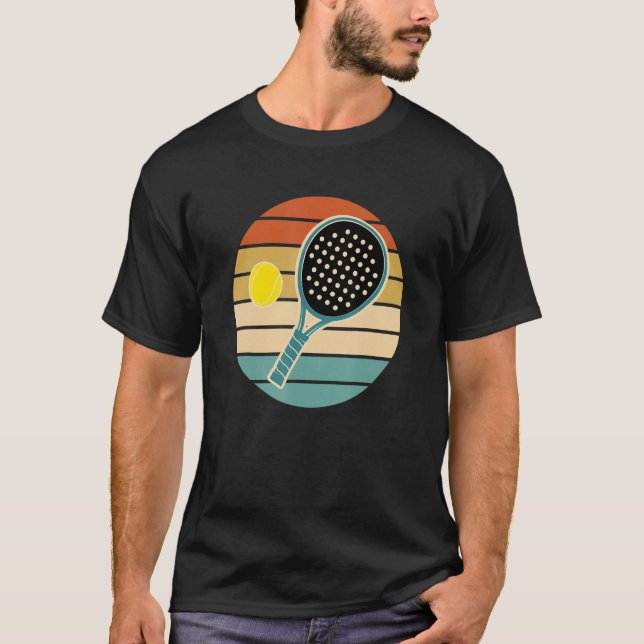Padel Retro Sunset Paddle mit Ball T-Shirt (Vorderseite)