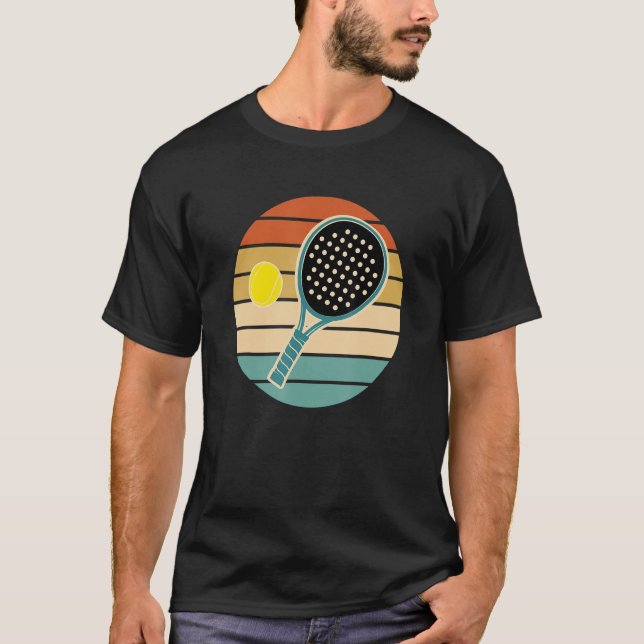 Padel Retro Sunset Paddle mit Ball T-Shirt (Vorderseite)