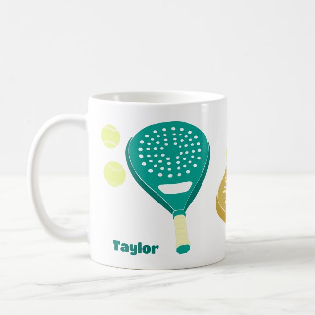 Padel Tennis Rackets und Balls Personalisiert Kaffeetasse (Links)