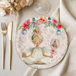 Padel Themed Paper Plates – Christmas Angel Motif Pappteller