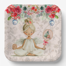 Padel Themed Paper Plates – Christmas Angel Motif Pappteller