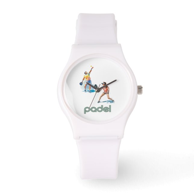 Padel Watch – Padel Chic Vibrant Style White Armbanduhr (Vorderseite)