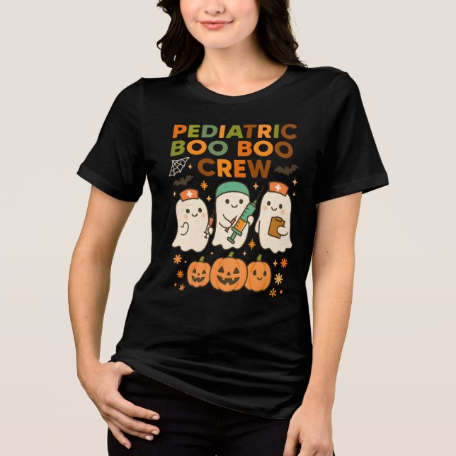 Pädiatrische Boo Crew Ghosts Halloween Tri-Blend Shirt (Vorderseite)