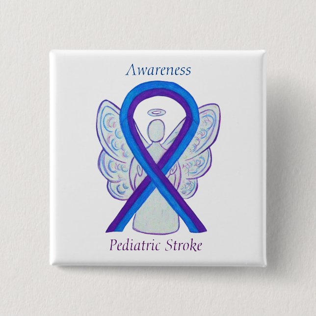 Pädiatrische Stroke Awareness Ribbon Angel Button (Vorderseite)
