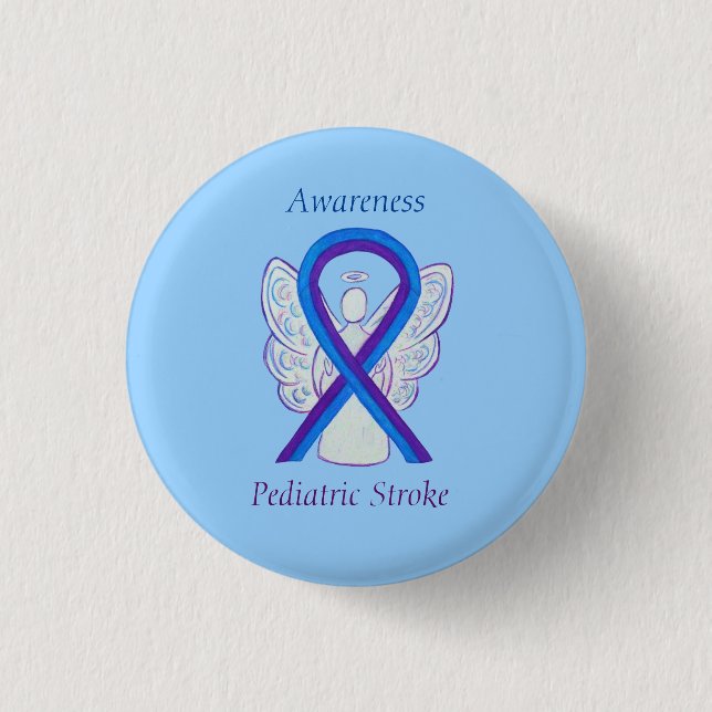 Pädiatrische Stroke Awareness Ribbon Angel Button (Vorderseite)
