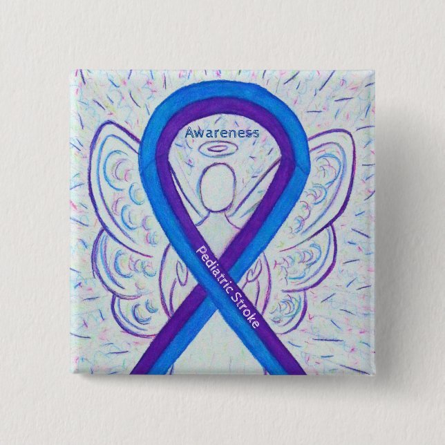 Pädiatrische Stroke Awareness Ribbon Angel Button (Vorderseite)