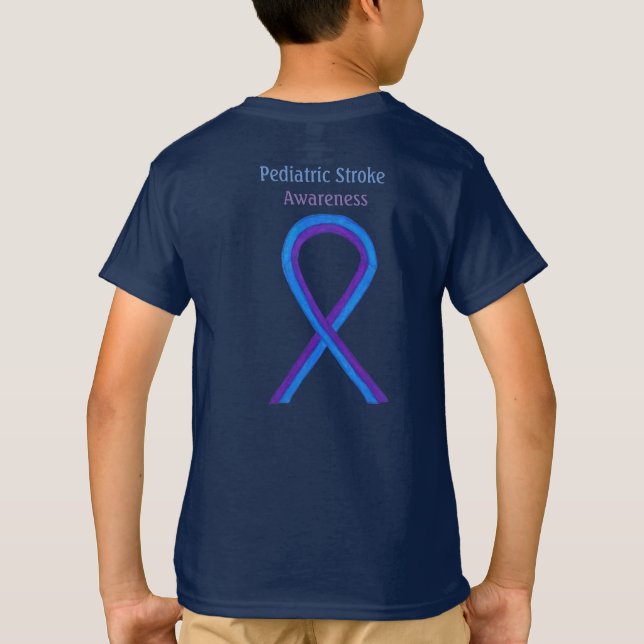 Pädiatrische Stroke Awareness Ribbon angepasstes S T-Shirt (Rückseite)
