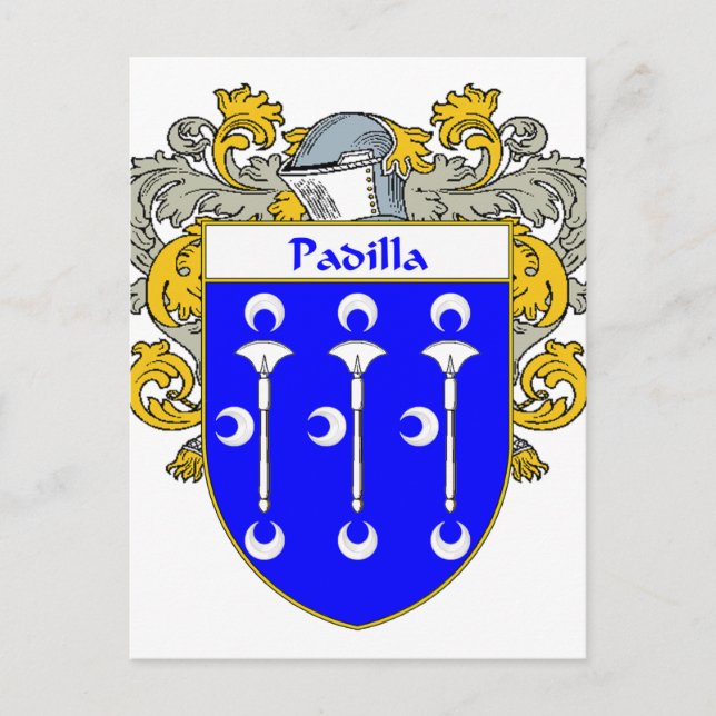 Padilla Coat of Arms/Familienwappen (mantled) Postkarte (Vorderseite)