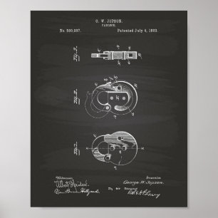 Padlock 1893 Chalkboard für Patentkunst Poster