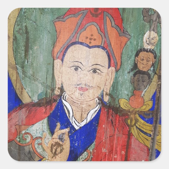 Padmasambhava, Buddha - Guru Rinpoche, Nepal Quadratischer Aufkleber (Vorderseite)