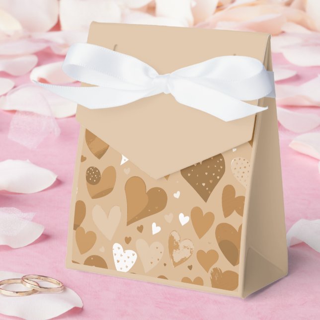 Padrão de corações em tons de marrom. geschenkschachtel (Hochzeit)