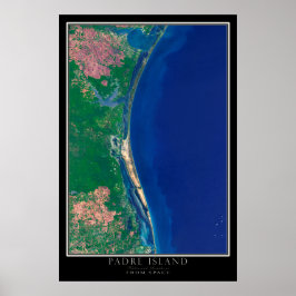 Padre Island National Seashore Texas Satellite Kar Poster