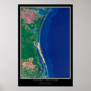 Padre Island National Seashore Texas Satellite Kar Poster