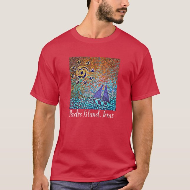 Padre Island Texas Segelboot und Sonne T-Shirt (Vorderseite)