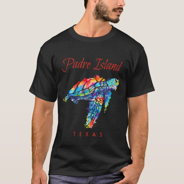 Padre Island Texas Wasserfarbenschildkröte T-Shirt (Vorderseite)