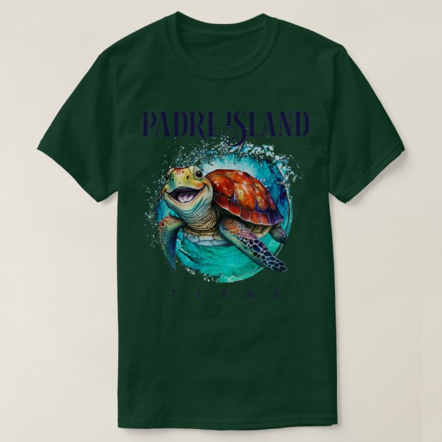 Padre Island Texas Watercolor Happy Sea Turtle T-Shirt (Design vorne)