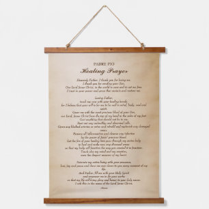 Padre Pio Gebet zur Heilung Wandteppich Mit Holzrahmen