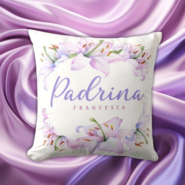 Padrina Lilien - Personalisiertes Godmatergeschenk Kissen (Von Creator hochgeladen)