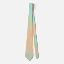 Padua Green and Corvette Peach Plaid Neck Tie