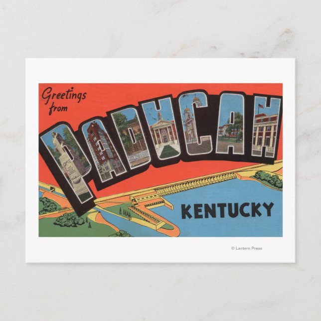 Paducah, Kentucky - Große Buchstabenszenen Postkarte (Vorderseite)