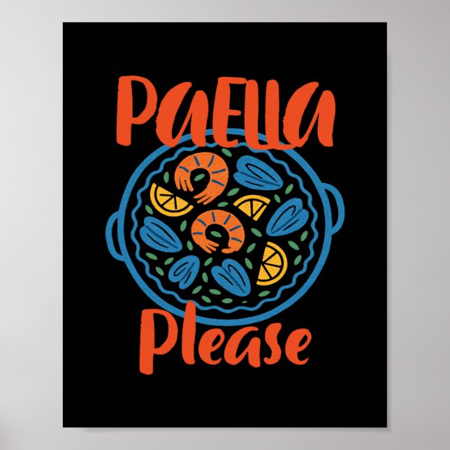 Paella Bitte Spanische Küche Spanien Reise Urlaub Poster (Vorne)