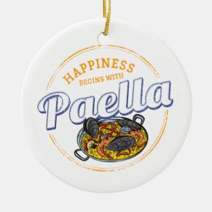 Paella Snack Vintag Spanien Paella Pan Keramik Ornament