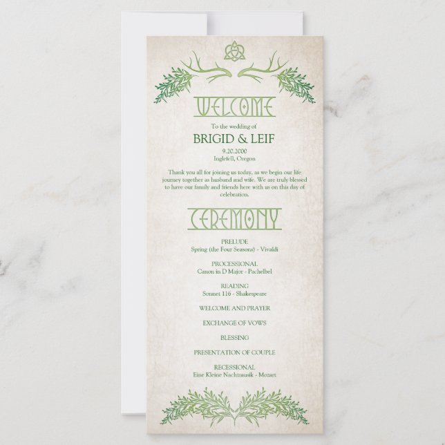 Pagan Celtic Antlers Wedding Program (Vorderseite)