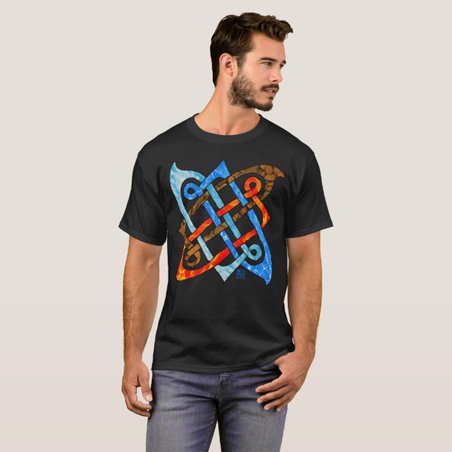 Pagan Celtic Knot Earth Air Fire Water Elements T-Shirt (Vorne ganz)